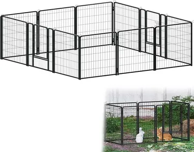 Imagen del producto de 12-TLG: Corral para cachorros, valla para perros con puerta, jaula para cachorros de 80 x 80 cm, corral para animales, recinto para cachorros, área de juego para perros, recinto para perros, valla para cachorros, jaula para perros