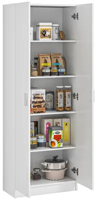 Immagine prodotto di Credenza Mobile Alto Cucina Multiuso 60x31.5x165 cm in Legno Bianco