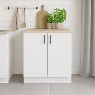 Image de Nolia - Buffet de Cuisine, 80x60x90h cm Blanc, 2 Portes