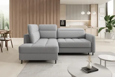 Produktbild von Ecksofa Couchgarnitur BAREA L-Form mit Schlaffunktion, Kopfstützen & Bettkasten