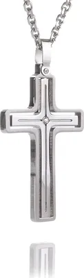 Produktbild von Edelstahl Anhänger Kreuz Männerschmuck Uni mit Edelstahl Kette DP1494 - 45.0 Zentimeter