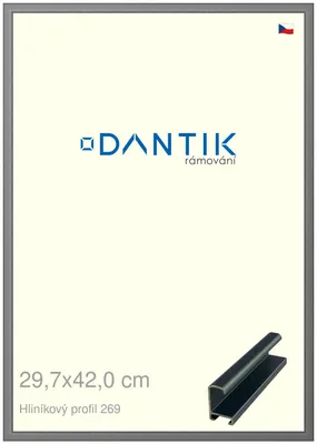 Obrázok produktu pre Rám DANTIK 29,7x42 | ALU profil 7269 Platinum matt (Plexi Clear)