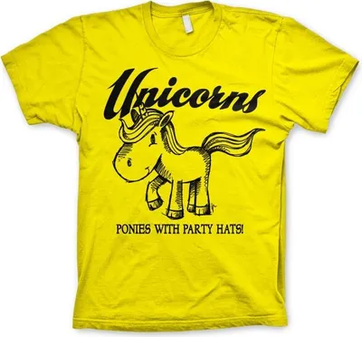 Produktbild von Unicorns - Ponies With Party Hats T-Shirt - XX-Large - Yellow