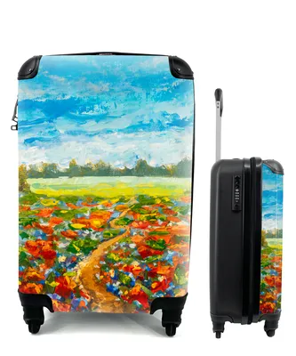Produktbild von MuchoWow® Koffer Handgepäck Trolley Rollkoffer Kleine Reisekoffer mit 4 Rollen - Malerei - Ölfarbe - Blumen - Natur - Cabin Size < 55x40x23 cm & 55x40x20 cm - Fotokoffer - Kabinenkoffer - Boardgepäck - Reise-Box - Reisekoffer - Reisegepäck - Koffer mit Bild - Trolley für Kinder