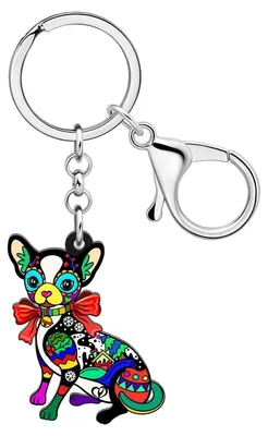 Immagine prodotto di Portachiavi a forma di Chihuahua, in acrilico, con ciondolo a tema animali domestici, ideale come regalo. Dimensioni: 4,7 cm