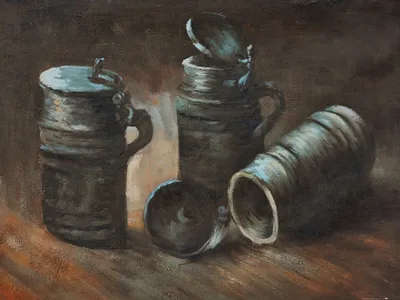 Produktbild von Vincent Van Gogh Kunstdruck Bild - Stillleben Mit Drei Bierkrügen, 1884 (60 x 80 cm)