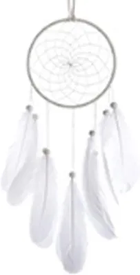 Traumfänger, handgefertigt, Boho, Feder, 13 cm, weiß