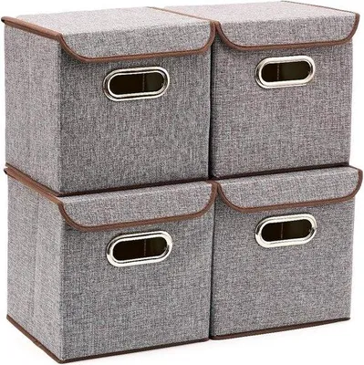 Produktbild von Famanu Aufbewahrungsboxen Set 4 Stück Faltbare Stoffboxen - Grau 25 x 25 cm