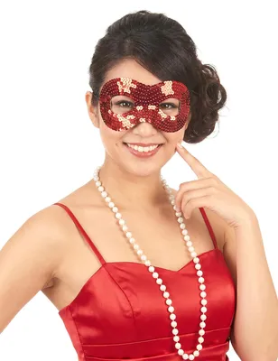 Produktbild von Pailletten-Augenmaske venezianische Maske rot - Einheitsgröße
