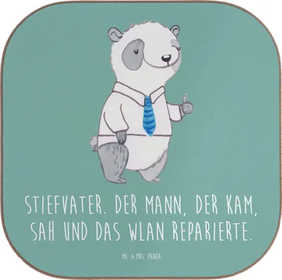 Produktbild von Mr. & Mrs. Panda Untersetzer für Gläser Stiefvater Held - Meeresbrise - Geschenk, Tischuntersetzer, Getränkeuntersetzer, Tassen, Familienmitglieder, Technik, Stiefkinder