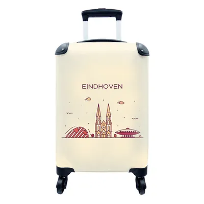 Produktbild von MuchoWow® Koffer Handgepäck Trolley Rollkoffer Kleine Reisekoffer mit 4 Rollen - Niederlande - Skyline - Eindhoven - Cabin Size < 55x40x23 cm & 55x40x20 cm - Fotokoffer - Kabinenkoffer - Boardgepäck - Reise-Box - Reisekoffer - Reisegepäck - Koffer mit Bild - Trolley für Kinder