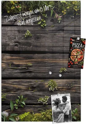 Produktbild von Magnettafel 40x60cm Pinnwand Whiteboard beschreibbar - Holz mit Blumen