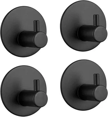 Imagen del producto de Ganchos autoadhesivos, ganchos para baño de acero inoxidable, soportes para toallas autoadhesivos para cocina, sala de estar y oficina, resistentes a la corrosión e impermeables (, 4 unidades)