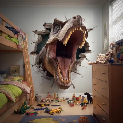 T-Rex mit 3D-Effekt für das Kinderzimmer – Decords Wandtattoo, Produktansicht 1