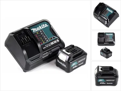 A Makita power source kit including a charger and a battery, shown on a white background.