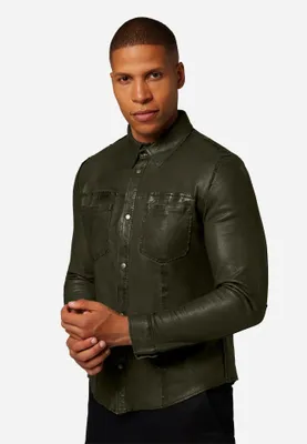 Produktbild von Lederhemd Reverse Shirt Roberto 2in1 Lammnappa – olive / XL