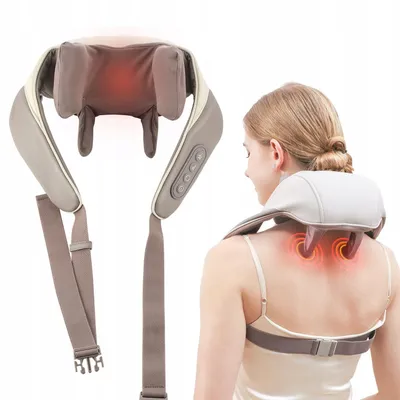 Produktbild von Kabelloses Nackenmassagegerät mit Wärme - Schultermassagegerät - Elektrisches Massagegerät - 6 Massageköpfen - für Nacken & Schulter & Taille