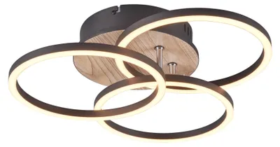 Immagine prodotto di Lampada da soffitto a LED CIRCLE 27W Da 2700 a 6000K 3200 lm metallo, legno chiaro e nero Dimensioni: 9,5 x 43,5 x 43,5 cm IP20 RL