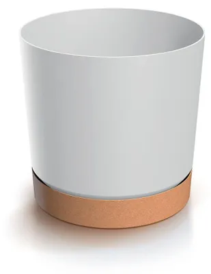 Obrázok produktu pre Kvetináč TUBOS PM s miskou biely/hnedý matný 17,8 cm
