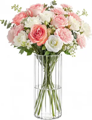 Imagen del producto de Jarrón de vidrio texturizado, 20 cm de alto, 9 cm de diámetro, ideal para decoración de mesas
