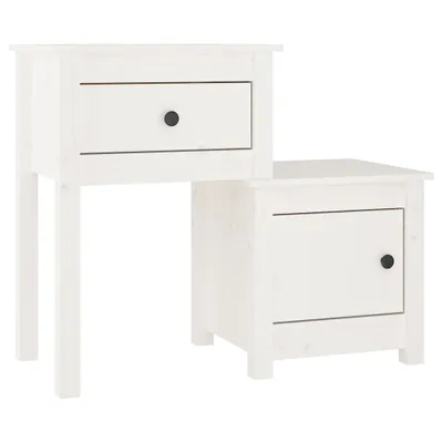 Productafbeelding van Nachtkastje 79,5x38x65,5 cm massief grenenhout wit