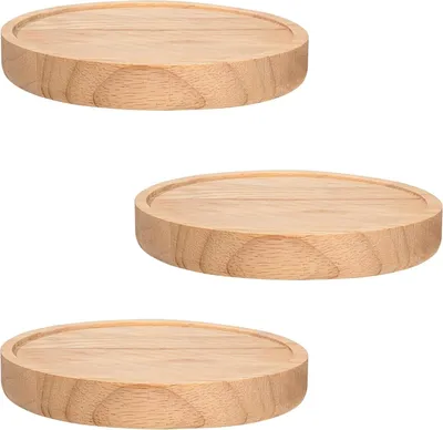 Produktbild von Famanu Wandregal Set 3er Set Runde Platten - Eichenholz, modern