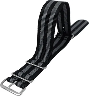 Produktbild von Outdoorband XL Uhrenarmband Nylon | Minott Durchzugsband schwarz/grau, Stegbreite:22mm