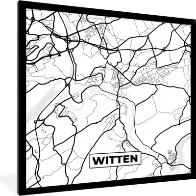 Produktbild von MuchoWow® Gerahmtes Poster Karte - Witten - Stadtplan 40x40 cm - Poster mit Schwarzem Bilderrahmen Wandposter Rahmen Foto Bilder - Mit Rahmen - Wanddekoration Schlafzimmer