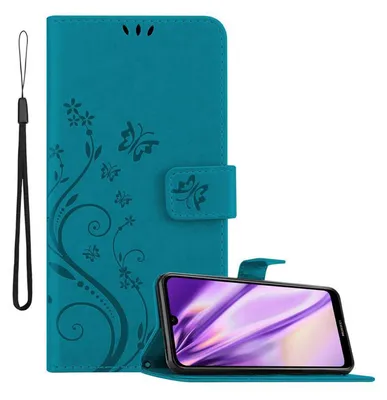 Obrázok produktu pre Cadorabo kryt pre Huawei Y6 2019 ochranný kryt v modrej farbe ochranný kryt kryt mobilného telefónu obal kvety kvetinový obal