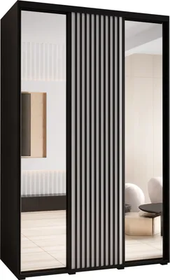 Produktbild von MEBLE KRYSPOL Sapporo 2 Schrank mit 3 Schiebetüren  - 205,2x150x60 cm - Schwarz Weiß Schwarz
