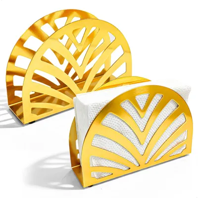 Serviettenhalter aus Eisen, 2 Stück, gold, 13x4x9 cm