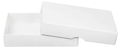 Produktbild von Faltschachtel 10 x 14 x 2,5 cm, Weiß, mit Deckel, Recyclingkarton - 10er Set
