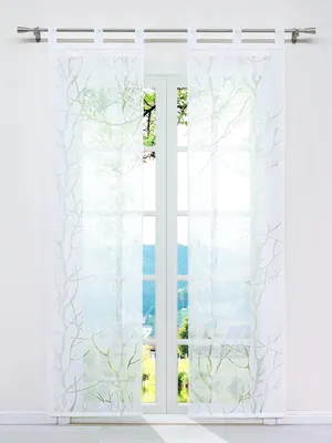 Schiebegardinen Ausbrenner, 2er-Set, weiß, 57x225 cm, transparent