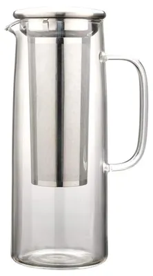 Glaswasserkanne 1,2 l mit Edelstahlfilter, Kaltbrüh-Kaffeekanne