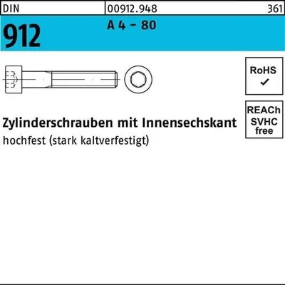 Produktbild von Reyher  Zylinderschrauben DIN 912 A 4-80 M 6 x 20 A 4-80 (100 Stück)
