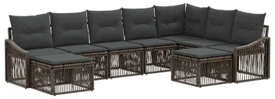 Image de vidaXL Ensemble canapé de jardin 9 pièces gris polyrotin