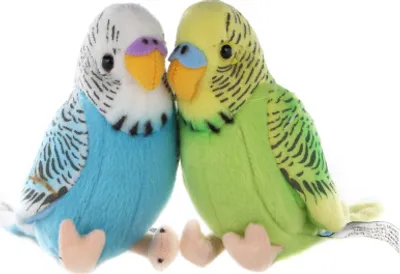 Image de Uni-Toys - Perruche (bleue) avec voix gazouillante - 12 cm (hauteur) - Oiseau en peluche - Animaux en peluche, doudou