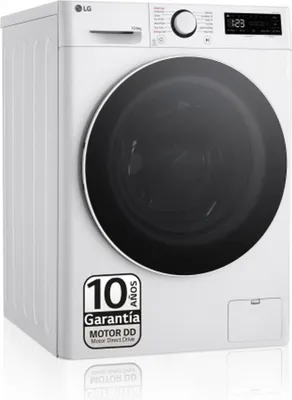 Productafbeelding van LG F4DR6010A0W, Voorlader, Vrijstaand, Wit, Zwart, Zwart, Draaiknop, Touchscreen
