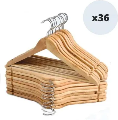 Produktbild von Famanu Holzkleiderbügel 36 Stück - Naturholz