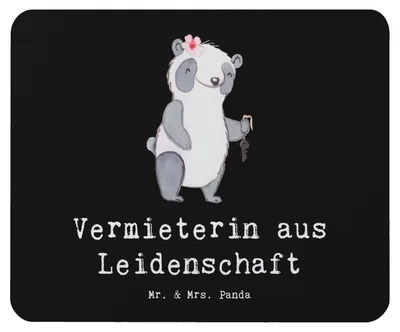 Produktbild von Mr. & Mrs. Panda Mousepad Vermieterin Leidenschaft - Schwarz - Geschenk, gummi mauspad, Mouse Pad, mousematte, laptop
