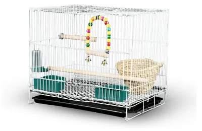 Produktbild von Vogelkäfig-Set mit Zubehör, geeignet für verschiedene Vogelarten