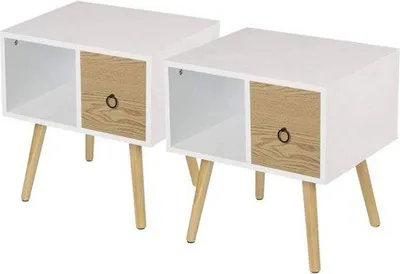 Obrázek produktu pro Konferenční stolek z masivního dřeva – bílý – moderní – 48 x 40 x 50 cm