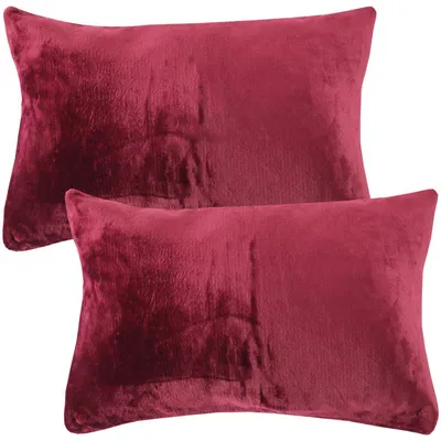 Productafbeelding van Kussenslopen, 40x60 cm, auberginekleurig, 2 stuks, zonder vulling, zachte kussenslopen met rits, kasjmierachtig, 100% polyester, wasbaar op 30°C