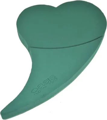 Produktbild von OASIS® Nass-Steckschaum Auto Herz JEREK mit Schweif, Hochzeitsdeko, Bioline Holzunterlage, Saugnapf, grün, 50x48x5cm - Nasssteckmasse