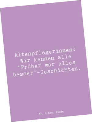 Produktbild von Mr. & Mrs. Panda Postkarte Spruch Altenpflegerin Geschichten - Lavendeltraum - Geschenk, Pflege, handgefertigte Geschenke, mit Herz, kreative, Einfühlungsvermögen, Beruf