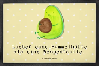 Produktbild von Mr. & Mrs. Panda Türmatte Avocado Pfeifen 50 x 75 cm - Gelb Pastell - Geschenk, Abnehmen, Schmutzfangmatte, Eingangsteppich, Bodenvorleger, Schmutzfänger, Diät, Fussmatte