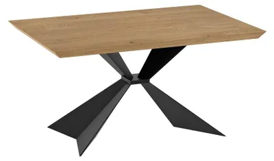 Produktbild von Stark Ausziehtisch mit Tischplatte aus Eichenfurnier, 160/240 cm, schwarze Metallbeine – Moderner Designtisch für 10 Personen