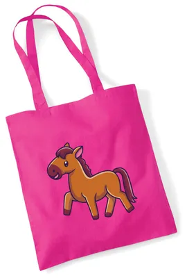 Produktbild von Huuraa Jutebeutel Pferd Comic 10 Liter Fuchsia Baumwolle Tasche Geschenkidee