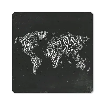 Produktbild von MuchoWow® Mauspad Mousepad Weltkarte - Schwarz - Weiß - Sternenhimmel 20x20 cm - Mousepads - Maus Mat - Pad - Mausunterlage - Desk Mat - Bureauartikeln