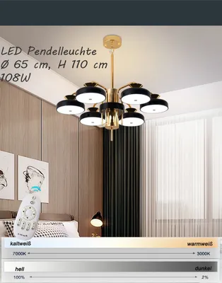 Produktbild von LED Deckenleuchte XW816-6H mit Fernbedienung Lichtfarbe/Helligkeit einstellbar Acryl-Schirm schwarz/